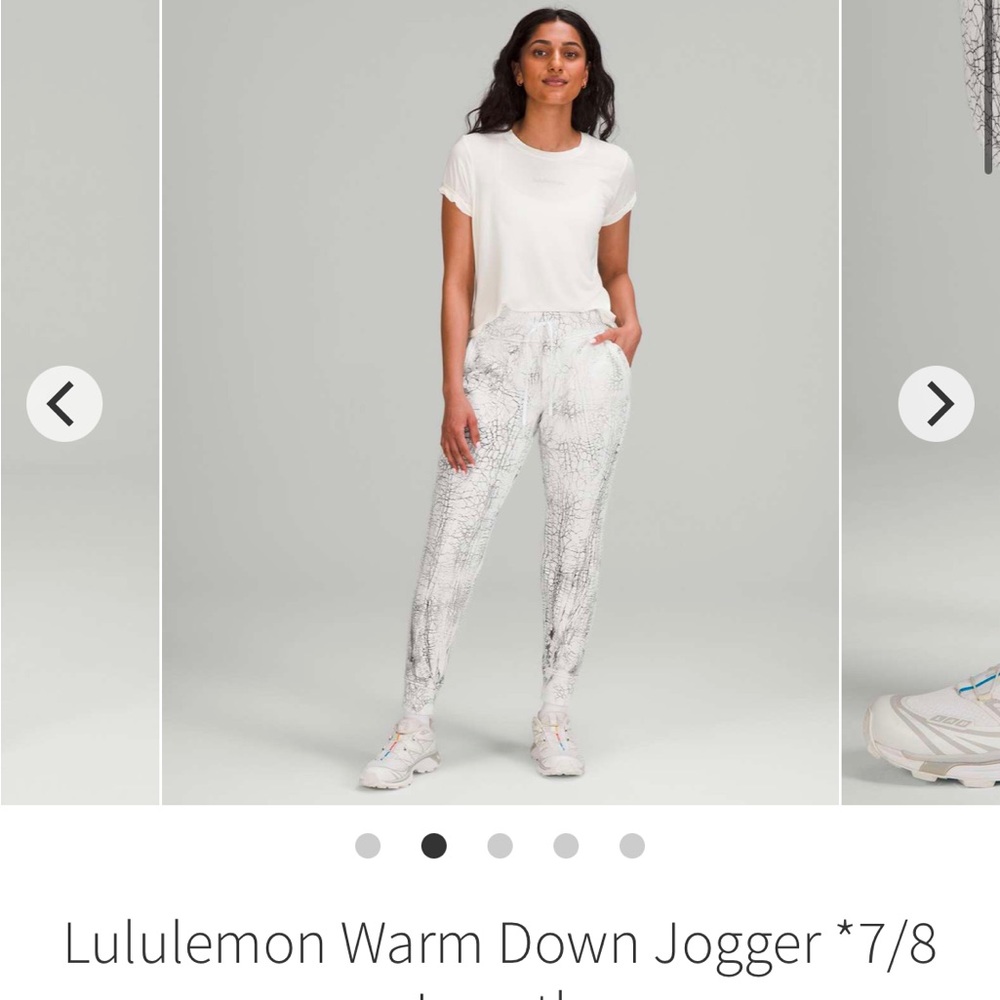 NWOT Lululemon Warm Down 7/8 Length Joggers Size 6 Thread Dye Rover White&Black